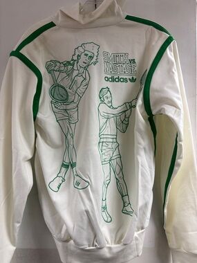adidas White Pullover with Green Tennis Graphic limited edition OG 1990
